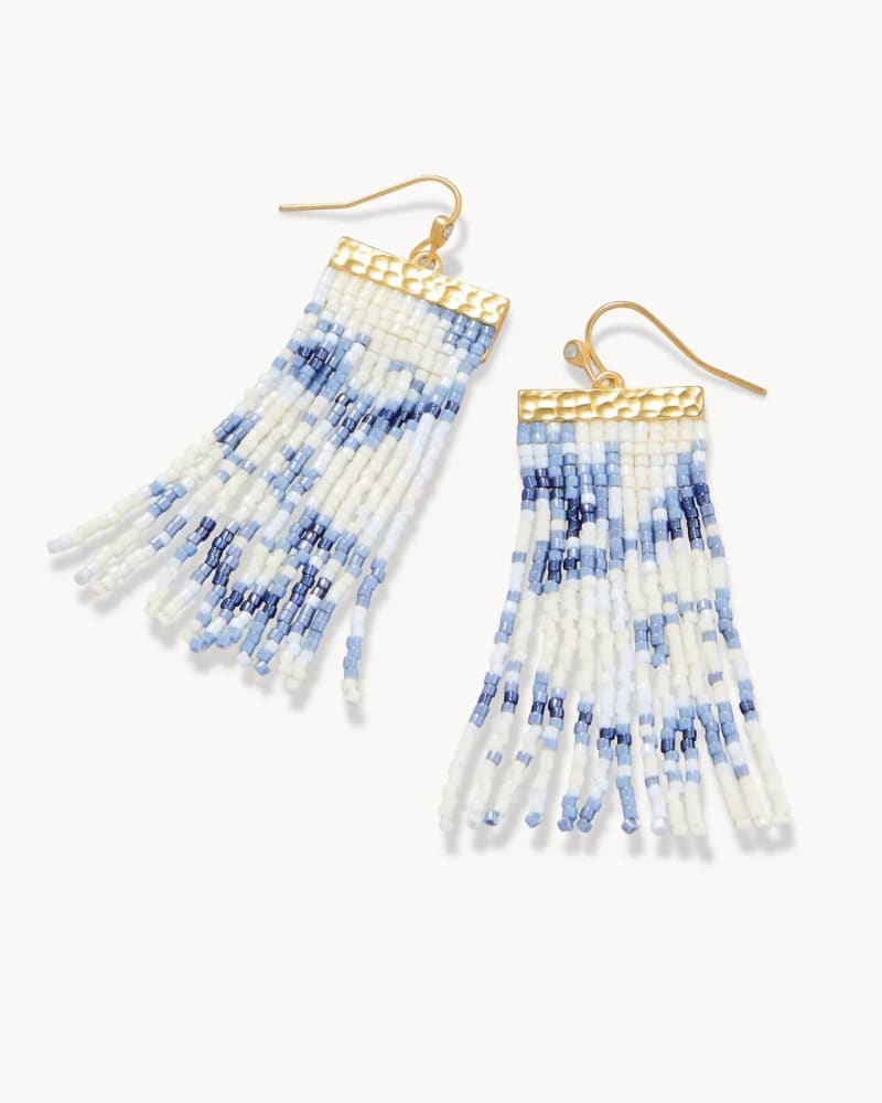 Front of a size O/S Bitty Bead Earrings Blue Tide in Blue Multi in Blue Multi by spartina 449. | dia_product_style_image_id:330284